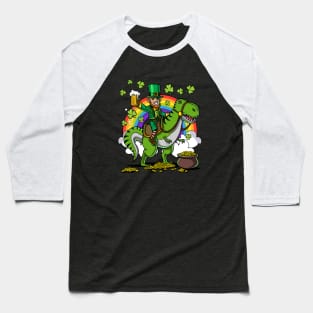 Leprechaun Riding A Dinosaur Shirt Funny Saint Patrick Day's Gift Baseball T-Shirt